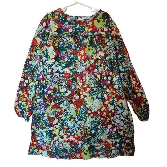 Hanna Andersson Floral Green Dress Long Sleeve size 130 or size 8 boho coastal - Picture 1 of 7